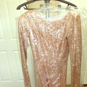 Rose gold sequined gown by Portia&Scarlett.